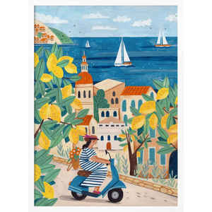 Affiche de voyage encadrée de Caroline Bonne Mller, représentant une femme sur la côte d'Amalfi, Italie, pour décoration murale - Product Image 2