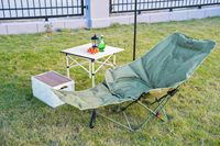 Chaise-lit de camping pliable moderne en acier inoxydable à double usage avec repose-pieds amovible, montage facile, chaise de couchage réglable - Extérieur