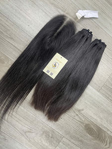 Paquets de cheveux vierges vietnamiens Remy à double trame tissés à la machine avec fermeture en dentelle à double tirage pour femmes vente en gros - Product Image 2