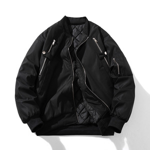 Blouson aviateur en tissu polyester de haute qualité manteau de baseball blousons aviateur décontractés pour hommes - Product Image 1