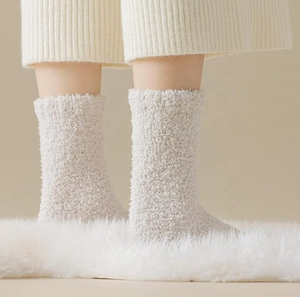 Fuzzy Ankle <b>Socks</b> Women Thick Knitted Solid Color Warm <b>Winter</b> <b>Socks</b> for Daily Use - Product Image 2