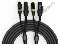 TRUE1 Câble hybride 2-en-1 XLR femelle et mâle Powercon 3 broches DMX Combi Noir Câbles de communication XLR 3 broches séparés