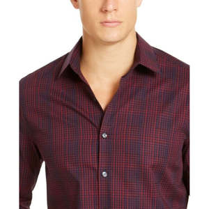 Camicia Casual Rossa da Uomo Tasso Elba 100% Cotone Popeline Taglia 2 Extra Large Stampa a Medaglione Antipiega Fornitura ODM - Product Image 2