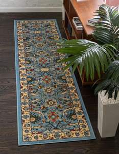Tapis de couloir tissé à la main de style Isfahan, géométrique, rembourré, lavable, antidérapant - Décoration moderne pour la maison, pour le camping - Product Image 1