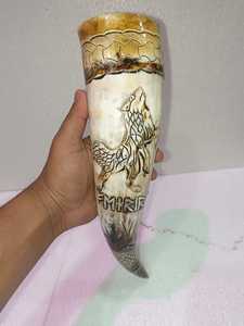 Jarra de búfalo de talla vikinga personalizada, hecha a mano, Ágata Natural, cuerno para beber, estilo Animal, decoración de cerveza - Product Image 3