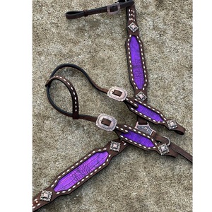 Juego de tachuelas de cuero de cocodrilo ecológico, brida para Cabeza y Cuello de pecho para carreras competitivas, venta de exportación - Product Image 1