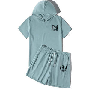 Outdoor Light Weight Two Piece Hoodie <b>Shorts</b> Set For Custom Color <b>Men</b> High Quality Summer Hoodie Set's - Product Image 1