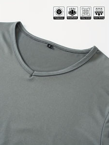 Venta al por mayor de camisetas clásicas para hombre con cuello en V de color sólido de manga corta Camiseta lisa suave agradable a la piel cómoda stock a granel nuevo diseño - Product Image 4