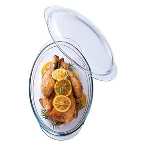 Plat à four ovale en verre trempé transparent de 1 L avec couvercle 33x20x12cm Modèle 459AC00 1743 par O Cuisine - Product Image 3