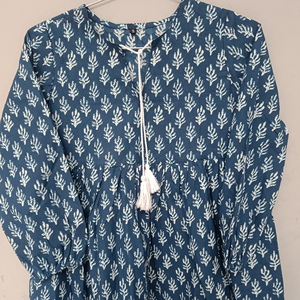 ชุดเดรสสั้นสำหรับผู้หญิงชุดเดรสสั้นสำหรับใส่ลำลองแบบอินเดียพิมพ์ลายบล็อคทำด้วยมือ - Product Image 1