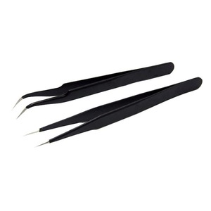 Pinzas de pestañas de acero inoxidable con punta puntiaguda y logotipo personalizado, suministros de belleza de etiqueta privada para extensión de pestañas - Product Image 4