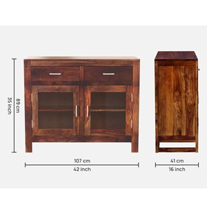 Avian Traditional Design Sheesham Wood Crockery Unit Provincial Teak Finish - Product Image 2