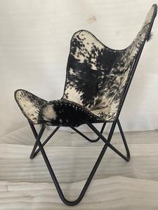 Genuine Butterfly Chair Black and White Butterfly Goatskin Leather <b>Armchair</b> With Powder - Product Image 5