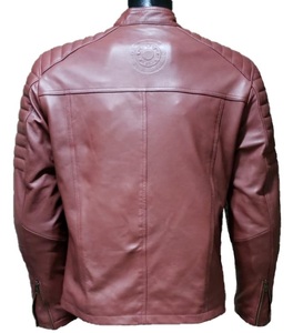New <b>Men's</b> Style <b>Sheepskin</b> Real Leather <b>Jacket</b> Best Selling Winter <b>Jacket</b> Stand Collar and Zipper Closure OEM Service Plain Dyed - Product Image 4