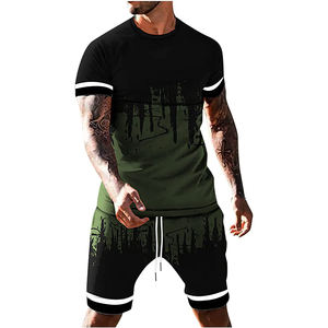 <b>Mens</b> <b>Summer</b> Outfit 2-Piece Set Short Sleeve T <b>Shirts</b> and Shorts Sweatsuit Set - Product Image 1