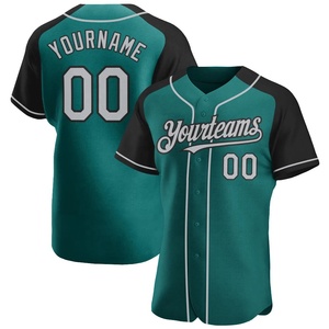 Jersey de Béisbol Personalizado Color Verde Azulado y Negro, Más Vendido, con Botones, 100% Poliéster, Malla Transpirable de Secado Rápido, con Logotipo y Nombre Personalizados - Product Image 1