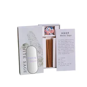 Customized Logo 25g White Sage Organic Incense Sticks with Stick Incense Burner Holder