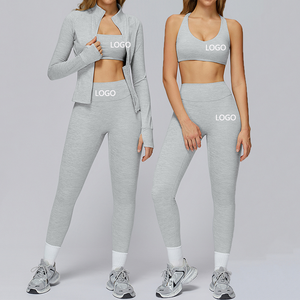Conjunto Deportivo de 2 Piezas al por Mayor, Ropa Deportiva Personalizada, Conjunto de Gimnasio sin Costuras con Textura Acanalada, Conjuntos de Yoga para Mujer - Product Image 1