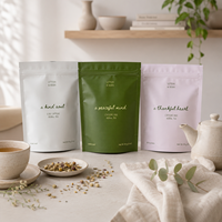 Sachet d'emballage de thé imprimé sur mesure, qualité alimentaire, avec fermeture éclair, finition mate, minimaliste, pour thé en vrac ou infusions, 3oz