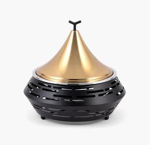 Plat de service en acier inoxydable avec couvercle conique et base en fil métallique noir pour le service de nourriture lors de mariages et la décoration de table - Product Image 2