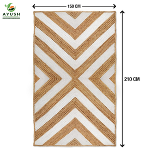 Grands tapis de salon en jute et coton tressés à la main tapis personnalisés pour le salon - Product Image 5