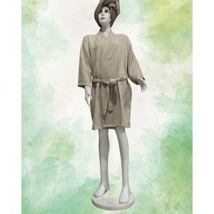 Albornoz de algodón 100% para mujer, conjunto de Kimono de secado rápido, bata de Color sólido, bata, cintura elástica, comodidad de piel de algodón puro - Product Image 1