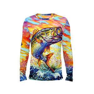 Camiseta de Pesca de Manga Larga de Poliéster/Algodón Sublimada Personalizada, de Secado Rápido, Transpirable, Resistente al Viento, con Protección Solar UPF 50+, Talla Grande - Product Image 1