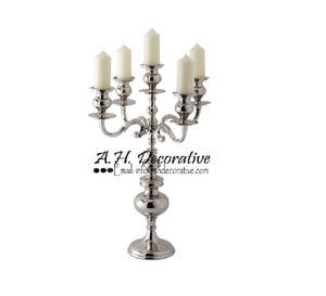 Wholesale tall candle holders long-stemmed 5 arms crystal Handmade <b>candelabra</b> for sale for wedding centerpiece decoration - Product Image 3