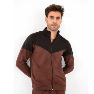 Vente en gros 2024 Arrivages Ensemble de survêtement à fermeture éclair à panneau contrasté marron pour hommes à vendre avec logo personnalisé et design Survêtements pour hommes - Product Image 3