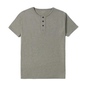 Premium Quality <b>Men</b> Grey 100% Ribbed Cotton Slim Fit <b>Henley</b> Neck T <b>Shirts</b> <b>for</b> Sale <b>Men</b> O Neck Short Sleeve T <b>Shirts</b> - Product Image 4