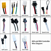 Contrôleur de Vélo Électrique et Trottinette à Onde Carrée avec Capteur Hall 48-72V 60A 80A 2000W 3000W 5000W