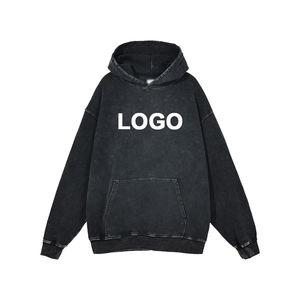 Haute qualité automne et hiver à capuche 380gsm pur coton à capuche flambant neuf lavage lâche hommes pull à capuche et sweat-shirts - Product Image 1