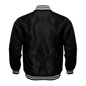 Custom Coated Satin Varsity <b>Jackets</b> | Wholesale Embroidered Front Windproof Breathable Streetwear Bomber <b>Jackets</b> OEM Supplier - Product Image 2