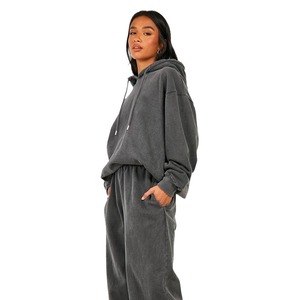 Top Trending Venta al por mayor Chándales de fitness personalizados Hombres 100% Algodón Conjunto de chándal de 2 piezas Unisex Lavado ácido Sudadera con capucha y pantalones de chándal - Product Image 3