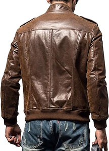 Nouvelle veste en cuir en peluche pour jeunes pour hommesVestes Vente en gros Logo personnalisé Plus Size Veste en cuir véritable pour hommes - Product Image 4