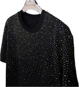 Index Apparel <b>Men's</b> White Rhinestone Dot Print <b>Short</b> <b>Sleeve</b> T-Shirt Oversized Fit O-Neck Casual Knitted Cotton - Product Image 2