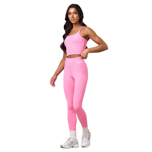 Women's Casual High Waisted Pink Breathable Gym <b>Leggings</b> <b>Seamless</b> Stretch Yoga Workout Running Fitness Training Compression - Product Image 1