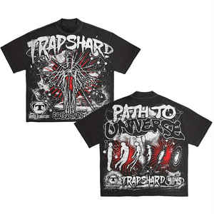 เสื้อยืดโอเวอร์ไซส์สีดำสำหรับผู้ชาย ยอดนิยม ระบายอากาศได้ดี ลายพิมพ์สไตล์เรโทร ผ้าฝ้าย สตรีทแวร์ สำหรับทุกเพศ ไม่มีขั้นต่ำในการสั่งซื้อ พร้อมตัวอย่างฟรี - Product Image 1