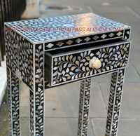 Commode de style antique moderne, faite à la main, avec incrustations en os, pour salon, chambre, hôtel ou comme tabourets et ottomanes