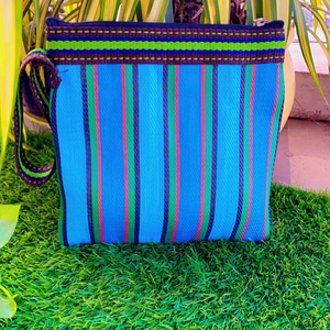 Bolsas DE ASEO cosméticas con cremallera reutilizables ecológicas recicladas de nailon, bolsa de mano de playa de viaje a rayas personalizada, etiqueta con logotipo - Product Image 1