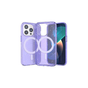 Coque de luxe en silicone transparent scintillant compatible MagSafe pour iPhone 14 Pro 14 Plus, avec dos antichoc électroplaqué - Product Image 1