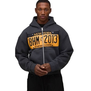 เสื้อฮู้ดดี้โอเวอร์ไซส์แบบซิปปักลายฤดูหนาวสำหรับทุกเพศ ผลิตจากผ้าฝ้าย 100% รับผลิตแบบ OEM - Product Image 1