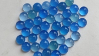 Blaue Chalcedon runde Form Cabochon 4mm flache Rückseite Chalcedon Natursteine lose blaue Chalcedon glatte Edelstein Großhandel Lot