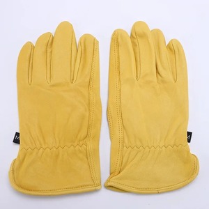 Guantes de trabajo de piel de oveja para hombre, lisos, al aire libre para uso diario, protectores de seguridad para conducir, motocicleta, jardinería, recolección de frutas - Product Image 4