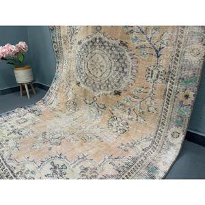 Alfombra Turca Vintage de 5.5x9.4 pies (169x286 cm), Alfombra Abstracta Marrón y Azul - Product Image 3