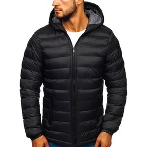 Chaqueta de invierno con logotipo personalizado para hombre con cuello levantado de lona de gran tamaño grueso y cálido, chaqueta acolchada estilo burbuja - Product Image 2