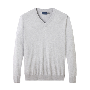 Pull-over décontracté à col en V et manches longues pour homme, personnalisé en gros, en laine/viscose anti-boulochage, avec logo frontal - Product Image 3