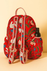 Mochila Unisex Grande con Cierre, Ligera, de Algodón Orgánico Acolchado, Hecha a Mano, con Diseño Floral Rojo y Especias de Jardín, Capacidad de 10 kg - Product Image 2