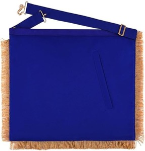 Delantal de Logia Azul de Antiguo Maestro - Cinta Azul con Bordado a Mano de Hilo Metálico y Borlas de Cadena - Product Image 4