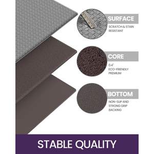 Tapis de sol anti-fatigue multicouche personnalisé en PVC, simili cuir, mousse SBR, style bohème, absorbant les chocs, ensemble de tapis de cuisine - Product Image 3